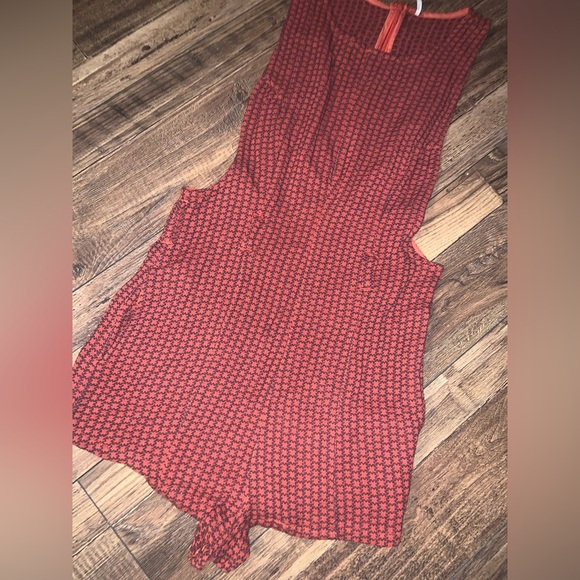 Chic Red plaid Free People Mod Mini Romper in Red / belt loops fall boho revolve - Picture 4 of 10